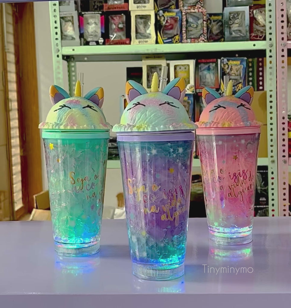 Rainbow Unicorn Double Walled LED Sipper - Tinyminymo